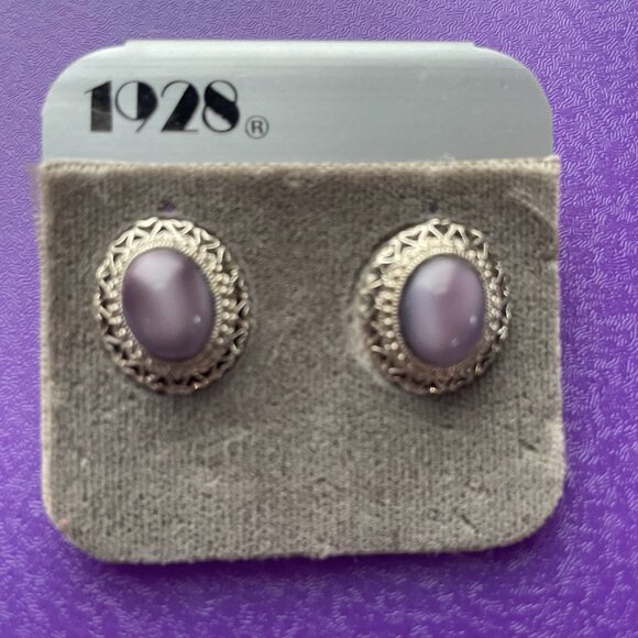 Bundle 3 Pairs for $12. 1928 Purple and Silver Stud Earrings - Picture 1 of 2